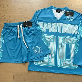 Mixed Emotion Light Blue Graphic Mesh Tracksuit