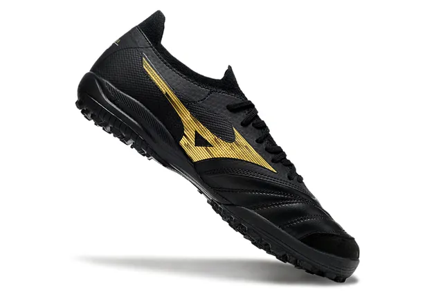 Mizuno Black Gold Low-Cut Leather-Synthetic Upper Artificial-Grass Soccer Shoes 2