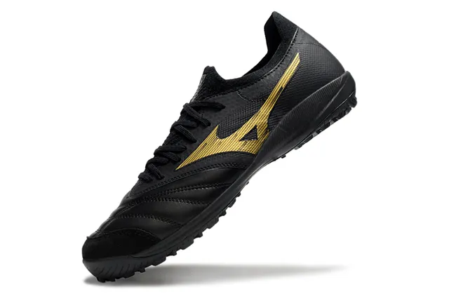 Mizuno Black Gold Low-Cut Leather-Synthetic Upper Artificial-Grass Soccer Shoes 3