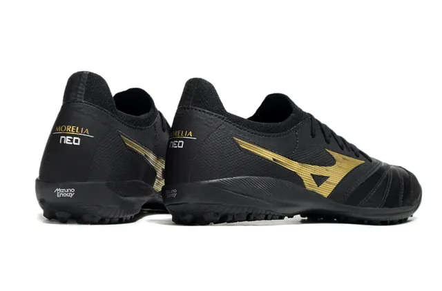 Mizuno Black Gold Low-Cut Leather-Synthetic Upper Artificial-Grass Soccer Shoes 5