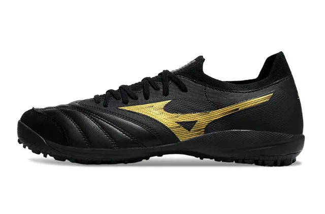 Mizuno Black Gold Low-Cut Leather-Synthetic Upper Artificial-Grass Soccer Shoes 7