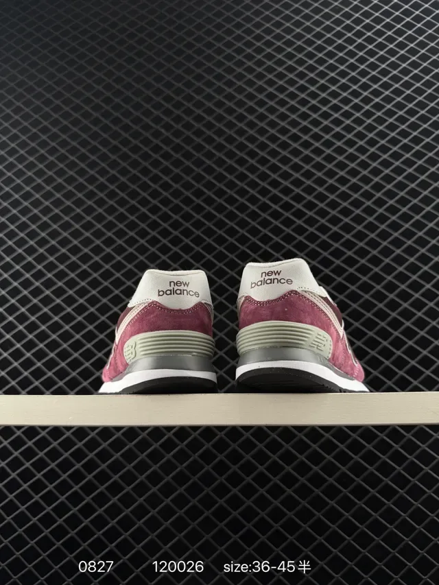 New Balance 574 Burgundy Gray Suede and Mesh Lifestyle Sneakers 4