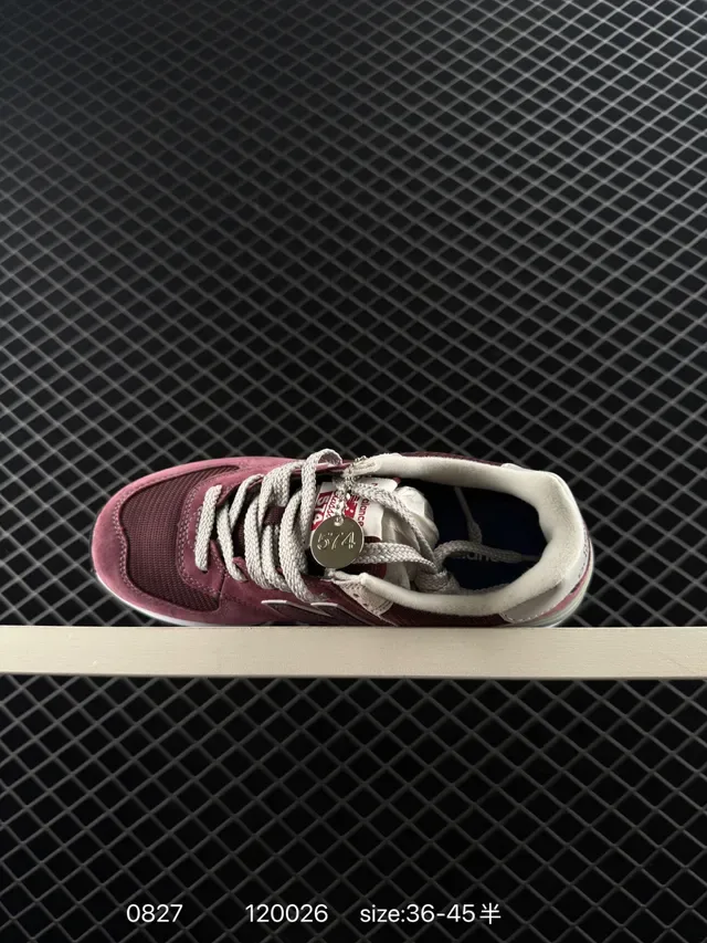 New Balance 574 Burgundy Gray Suede and Mesh Lifestyle Sneakers 5