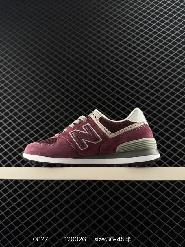 New Balance 574 Burgundy Gray Suede and Mesh Lifestyle Sneakers 6