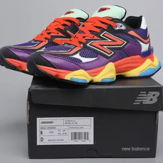 New Balance 9060 Tênis chunky roxo multicolor solado intermediário em camadas multicolor malha-sintético superior