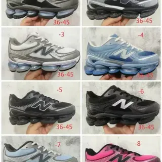 New Balance কালো ধূসর বিভক্ত স্বচ্ছ মিডসোল পডস স্তরযুক্ত সিন্থেটিক মেশ উপরের লাইফস্টাইল স্নিকার