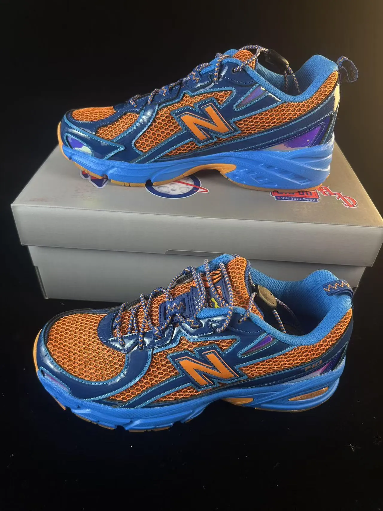 New Balance Blue Orange Midsole Honeycomb Mesh Upper Chunky Sneakers 4