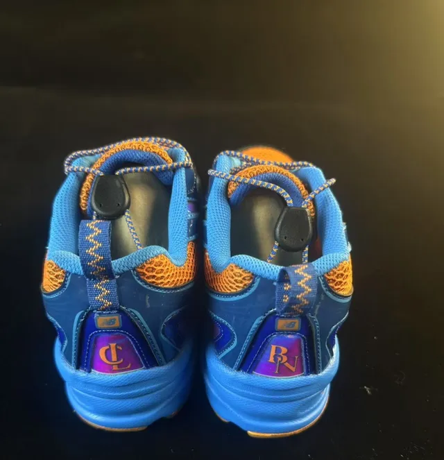 New Balance Blue Orange Midsole Honeycomb Mesh Upper Chunky Sneakers 5