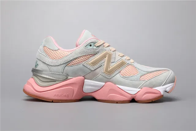 New Balance Cinza Rosa Silhueta Chunky Malha Camadas E Camurça Superior Tênis Lifestyle 8