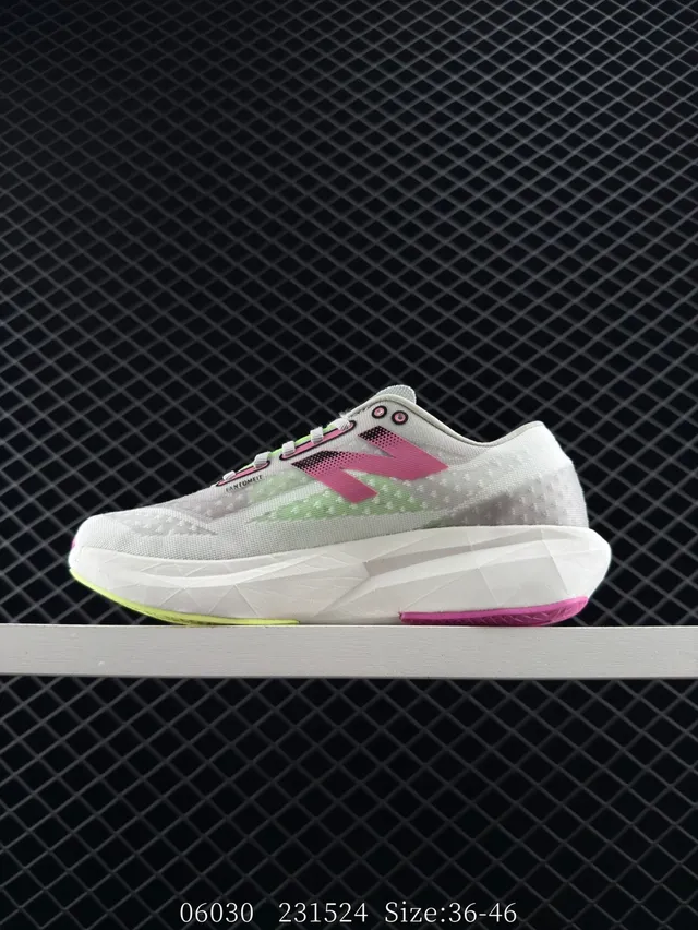 New Balance Rebel FUELCELL White Pink Lime Green Running Shoes 4