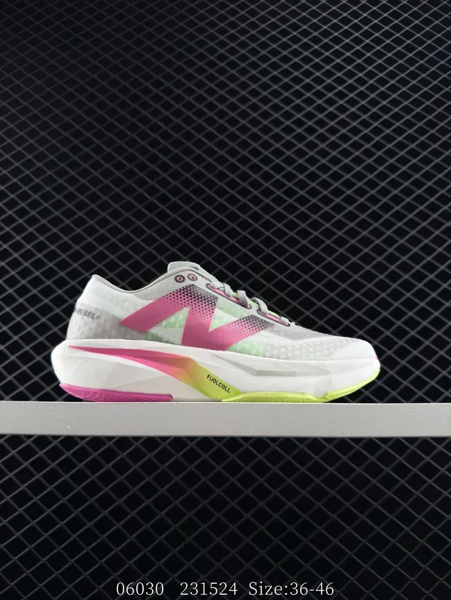 New Balance Rebel FUELCELL White Pink Lime Green Running Shoes 5