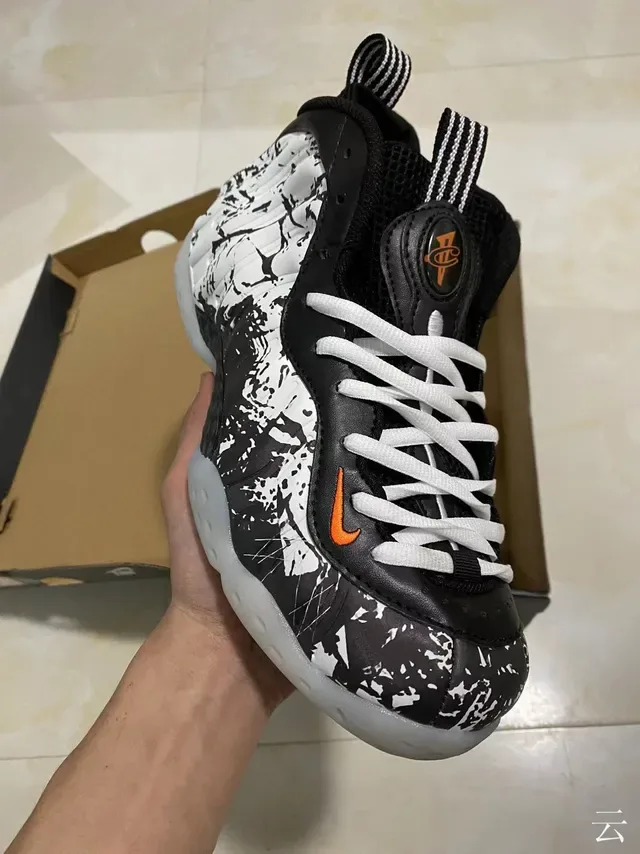Nike Air Foamposite One Black White Splatter Basketball Shoes 2