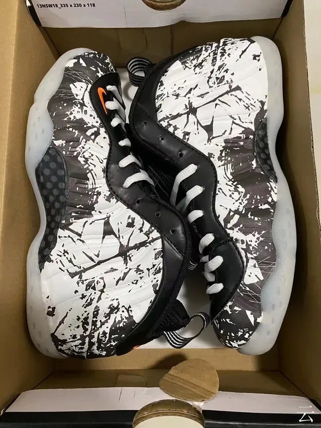 Nike Air Foamposite One Black White Splatter Basketball Shoes 7