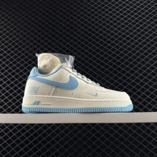 Nike Air Force 1 بيج أزرق منخفضة silhouette جلد منسوج أعلى أسلوب حياة sneakers