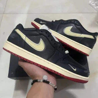 Nike Air Force 1 أسود كريم أحمر حذاء رياضي لايف ستايل