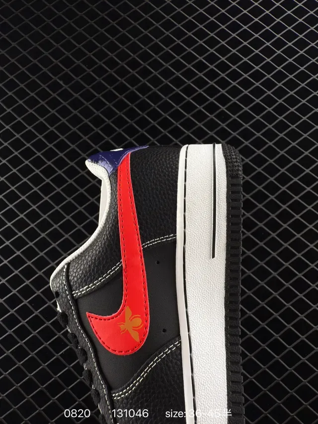 Nike Air Force 1 Low Black Red Bee Lifestyle Sneakers 4