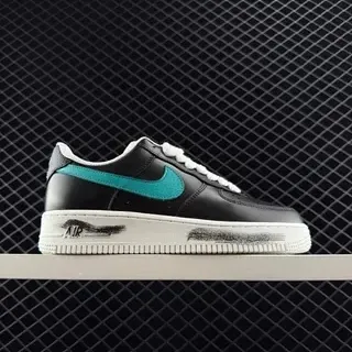Nike Air Force 1 منخفضة أسود تركواز متضررة أحذية رياضية أسلوب حياة