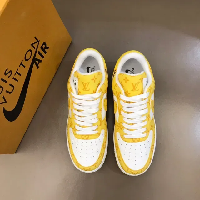 Nike Air Force 1 Yellow Monogram Print Lifestyle Sneakers 9