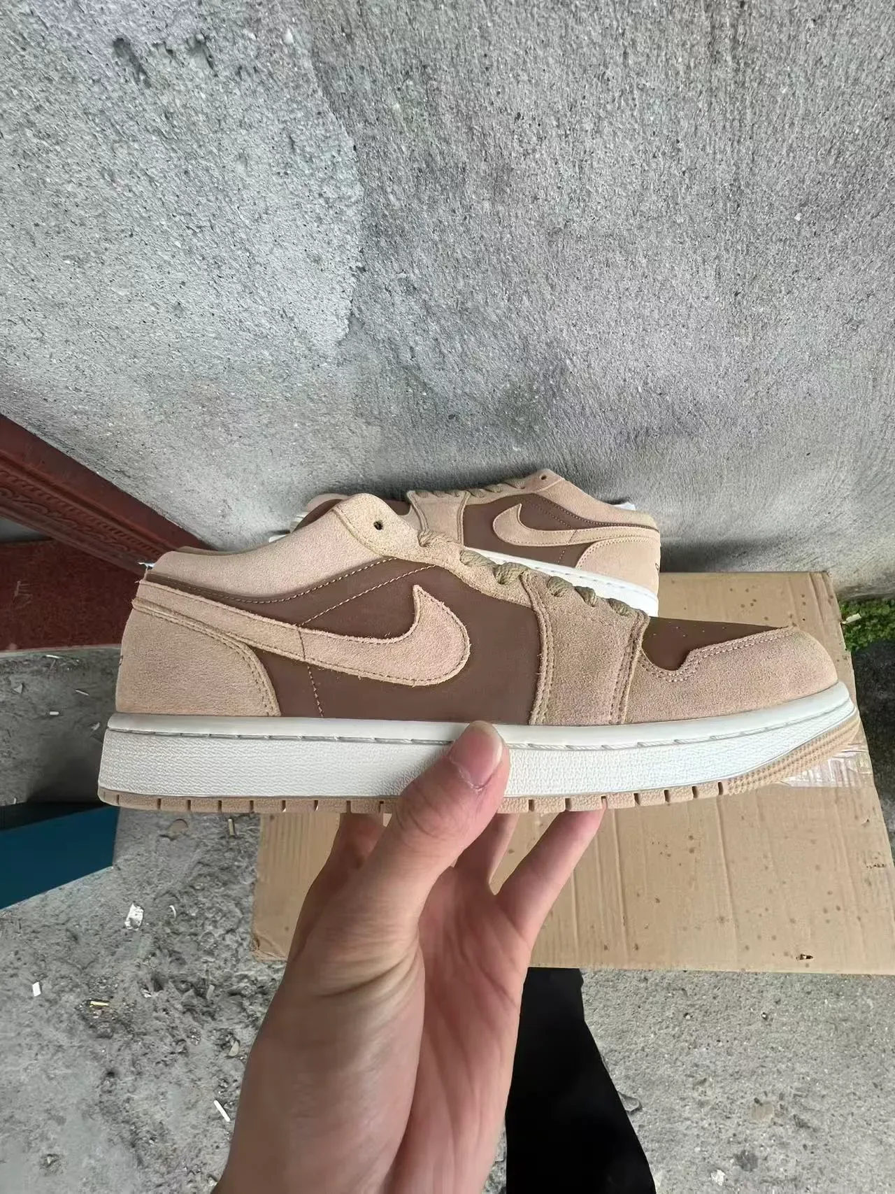 Nike Air Jordan 1 Low Beige Brown Suede Lifestyle Sneaker 7