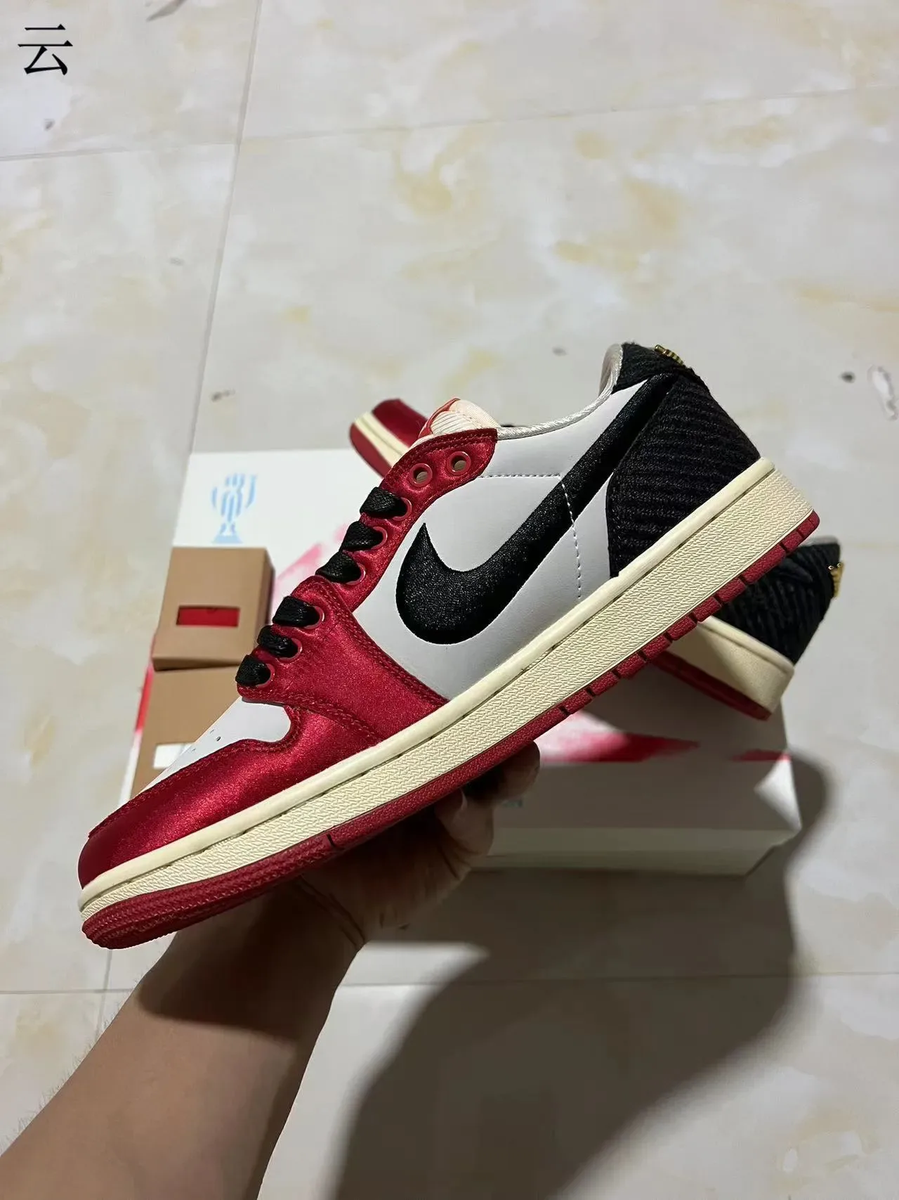 Nike Air Jordan 1 Low Red White Black Lifestyle Sneakers 5