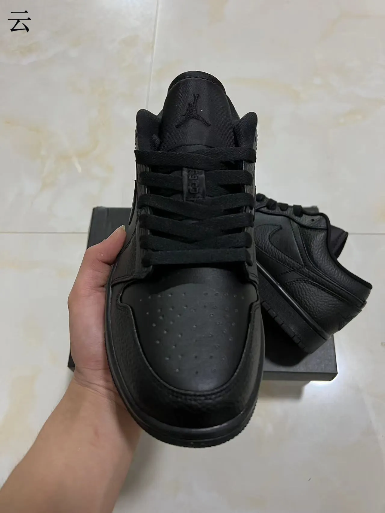 Nike Air Jordan 1 Low Triple Black Lifestyle Sneakers 3