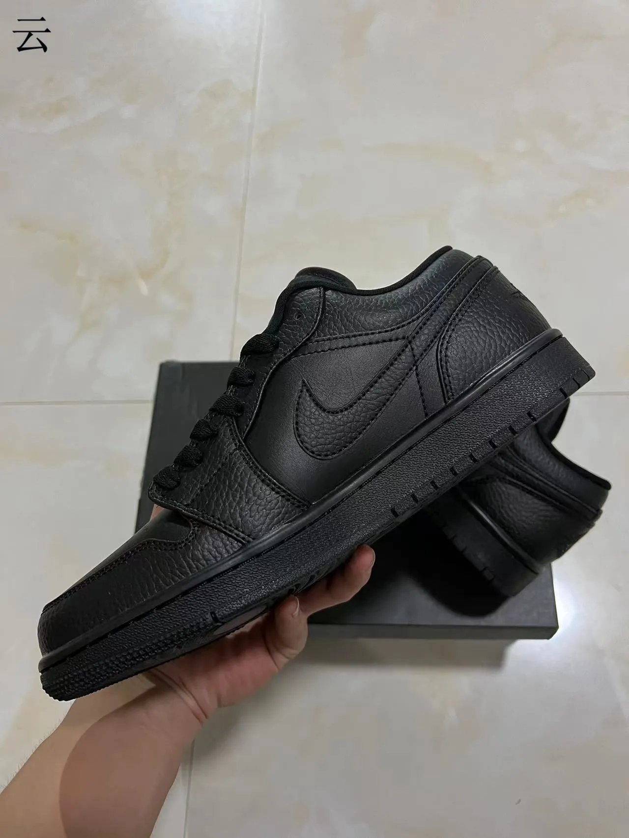 Nike Air Jordan 1 Low Triple Black Lifestyle Sneakers 5