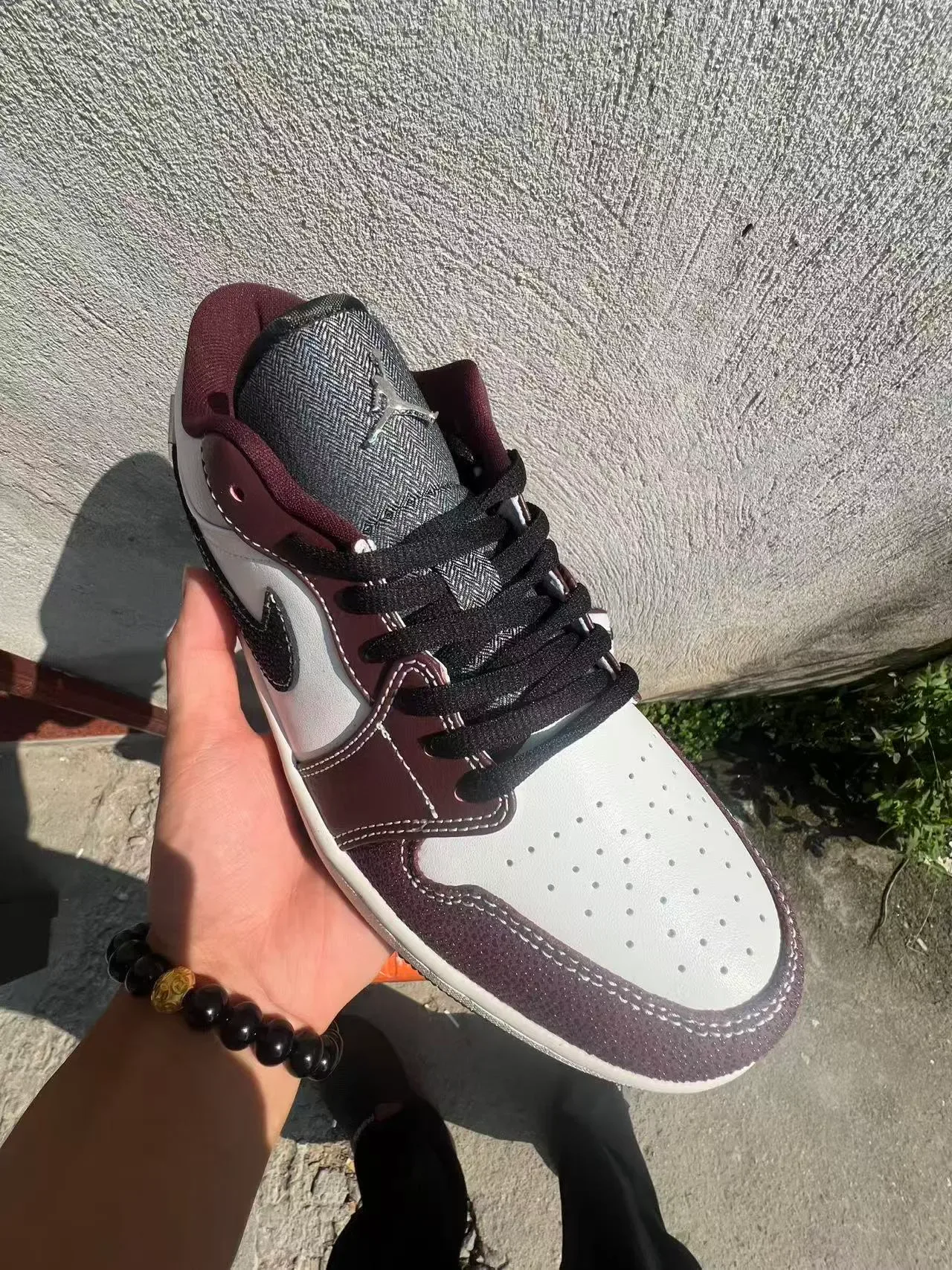 Nike Air Jordan 1 Low White Burgundy Black Lifestyle Sneakers 2