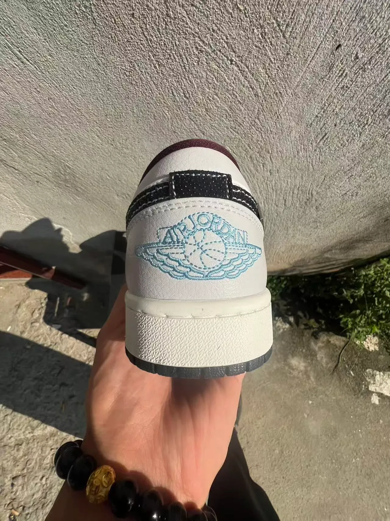 Nike Air Jordan 1 Low White Burgundy Black Lifestyle Sneakers 8