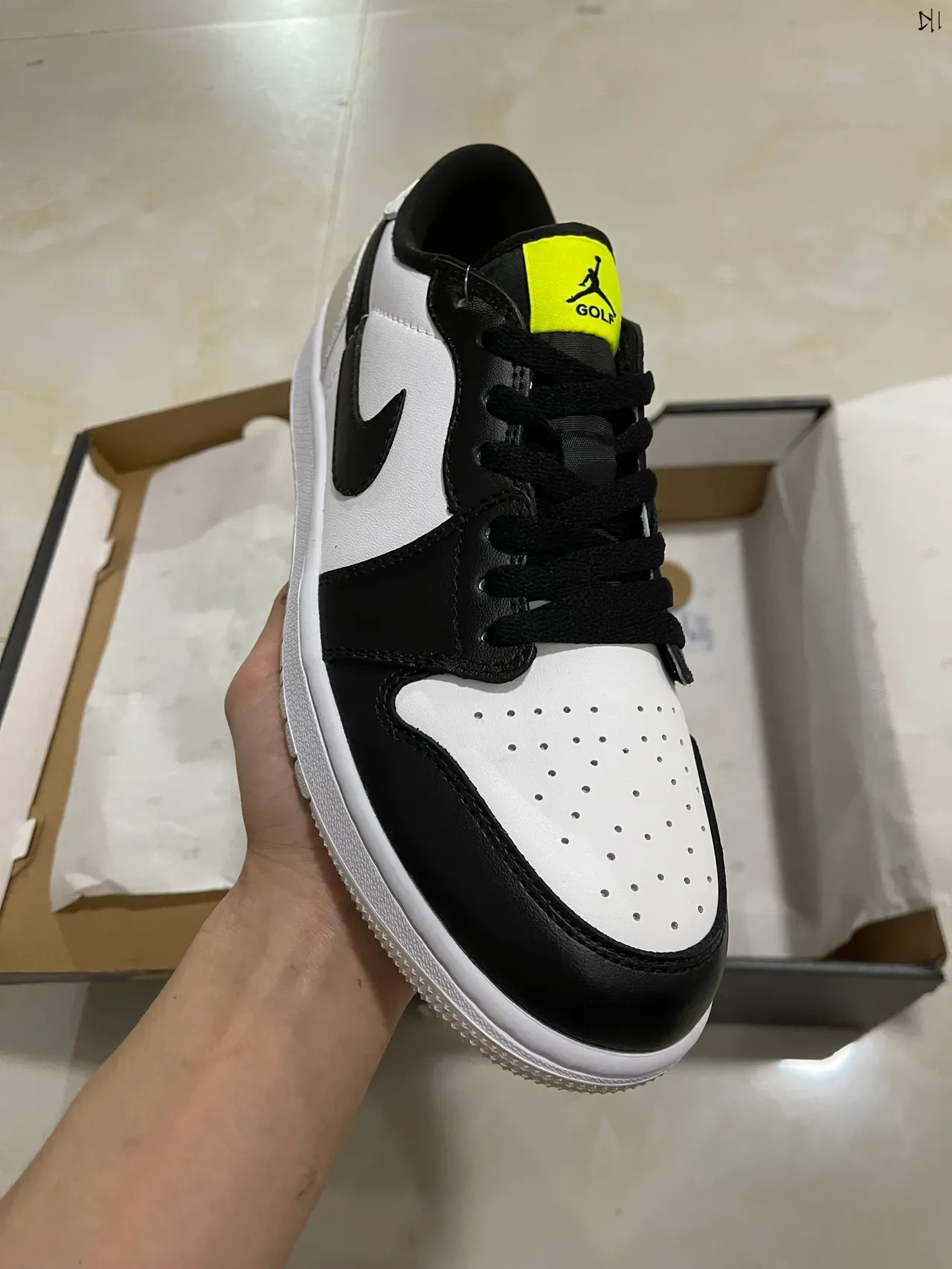 Nike Air Jordan 1 White Black Neon Yellow Lifestyle Sneakers 2