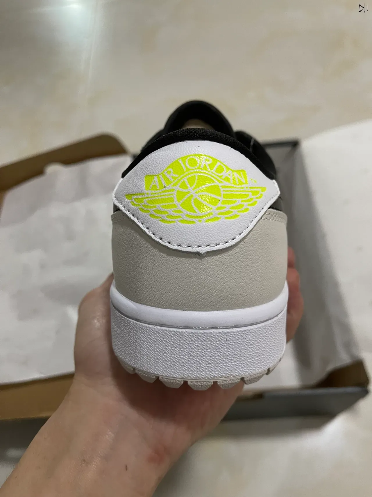 Nike Air Jordan 1 White Black Neon Yellow Lifestyle Sneakers 6