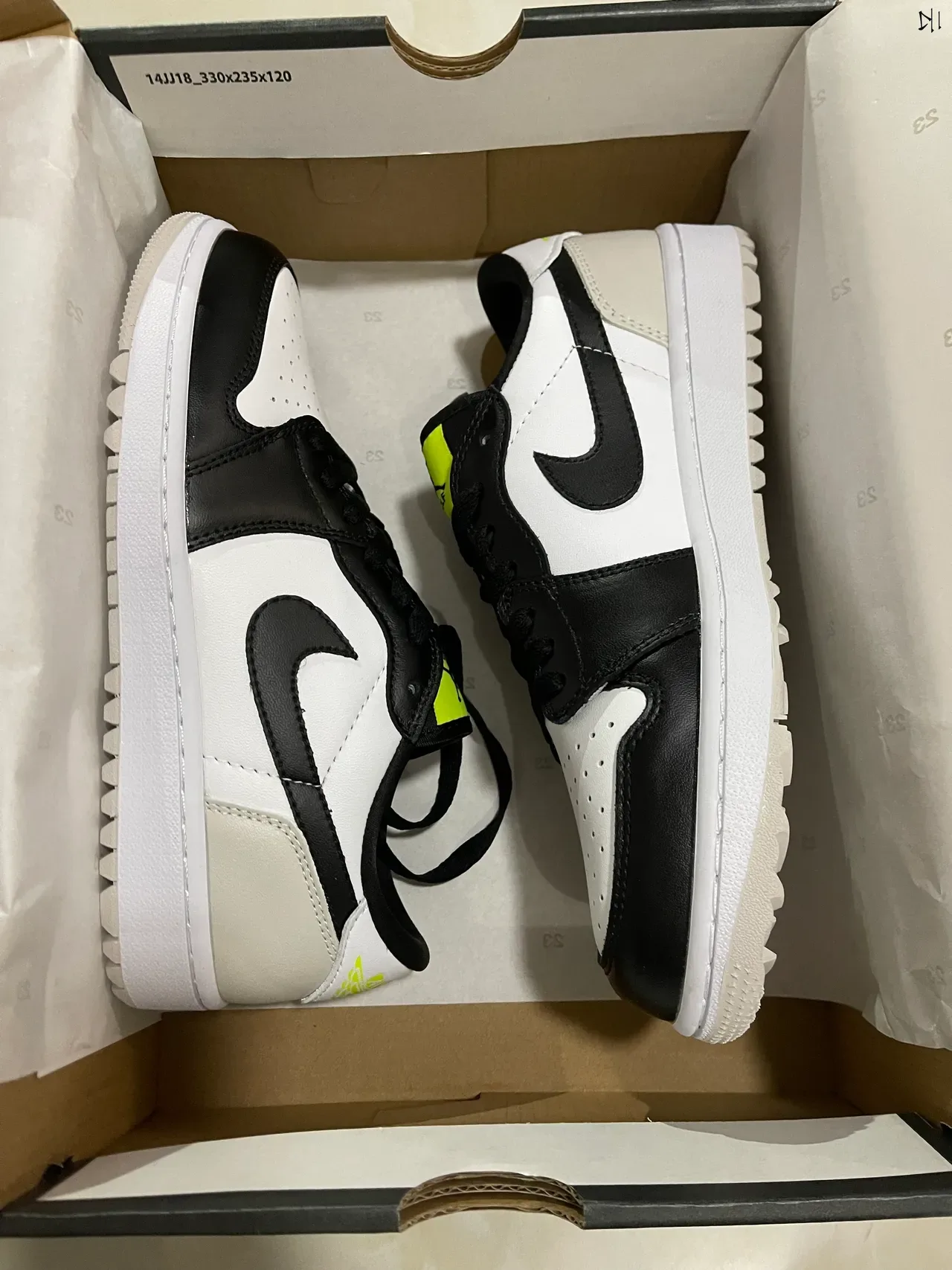 Nike Air Jordan 1 White Black Neon Yellow Lifestyle Sneakers 7