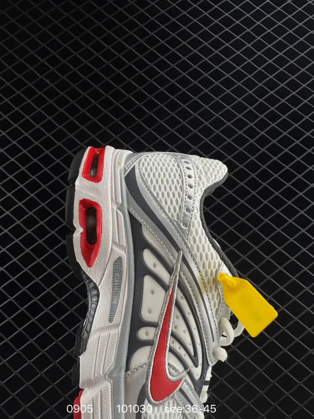 Nike Air Max Moto 2K Tênis de corrida brancos e cinza low-top de malha e sobreposição de materiais sintéticos 5