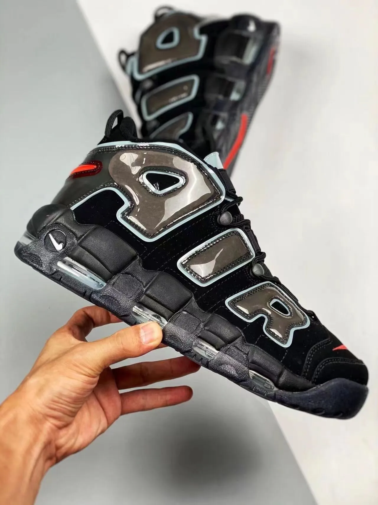 Nike Air More Uptempo Rojo Negro Blanco Zapatillas de Baloncesto 3