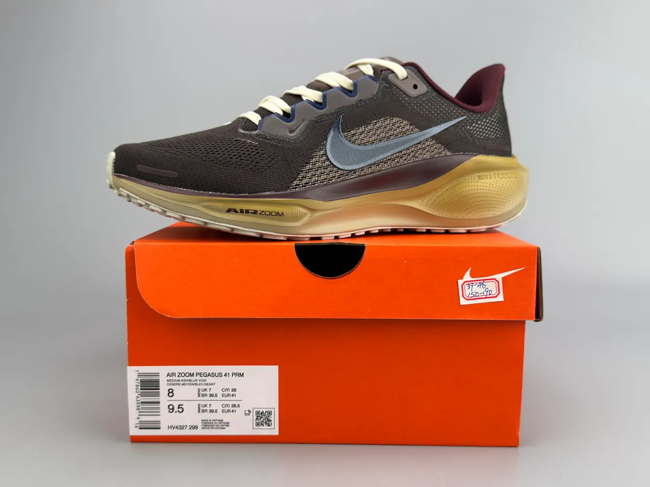 Nike Air Zoom Pegasus Marrón Borgoña Parte superior de malla ingenieril Superposiciones sintéticas en capas Zapatos de running 4