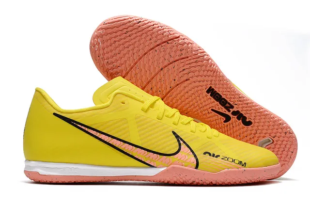 Nike Air Zoom Branco Laranja Baixo Corte Sintético Superior Padrão Geométrico Sobreposição Sapatos de Futebol Indoor 4