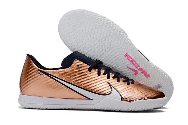 Nike Air Zoom Branco Laranja Baixo Corte Sintético Superior Padrão Geométrico Sobreposição Sapatos de Futebol Indoor 7