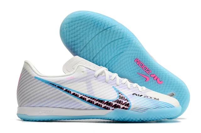 Nike Air Zoom Branco Laranja Baixo Corte Sintético Superior Padrão Geométrico Sobreposição Sapatos de Futebol Indoor 10