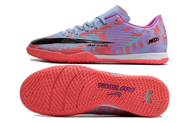Nike Air Zoom Branco Laranja Baixo Corte Sintético Superior Padrão Geométrico Sobreposição Sapatos de Futebol Indoor 13