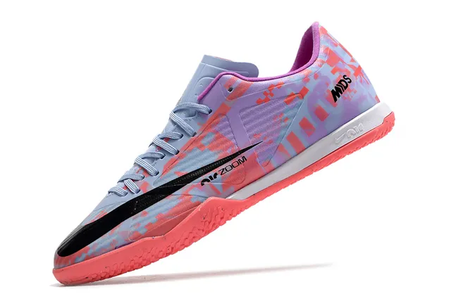 Nike Air Zoom Branco Laranja Baixo Corte Sintético Superior Padrão Geométrico Sobreposição Sapatos de Futebol Indoor 15