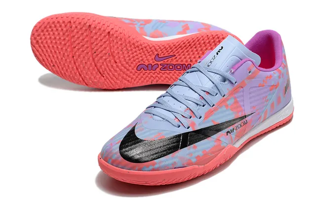 Nike Air Zoom Branco Laranja Baixo Corte Sintético Superior Padrão Geométrico Sobreposição Sapatos de Futebol Indoor 17