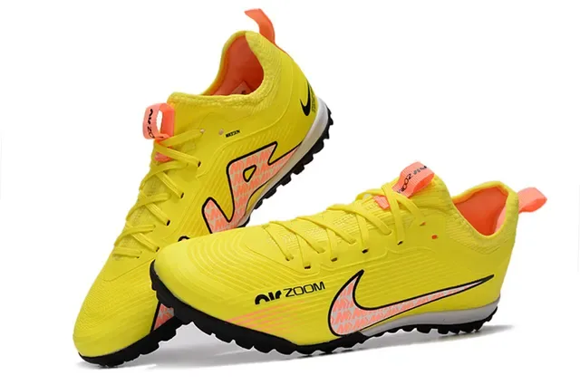 Nike Air Zoom Low-Cut Knit Upper Jaune Noir Chaussures de football Gazon artificiel 2