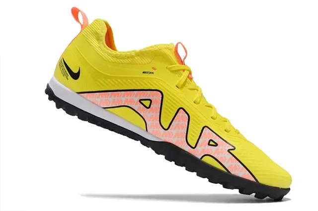 Nike Air Zoom Low-Cut Knit Upper Jaune Noir Chaussures de football Gazon artificiel 3