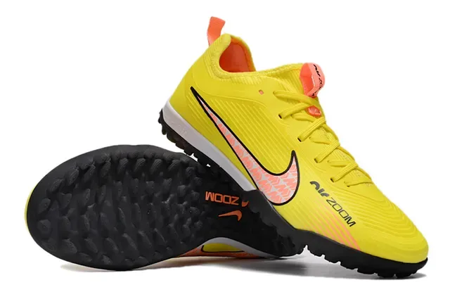 Nike Air Zoom Low-Cut Knit Upper Jaune Noir Chaussures de football Gazon artificiel 5