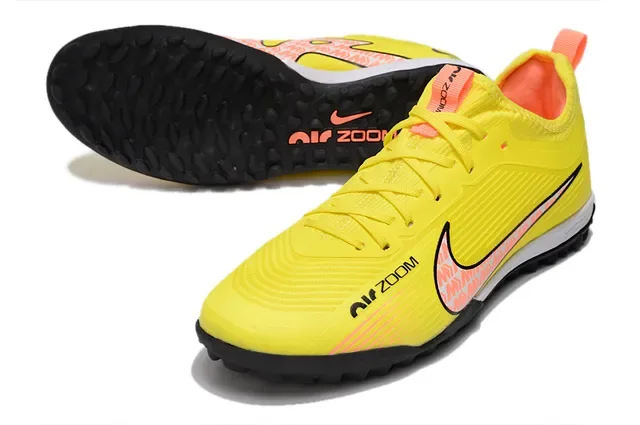 Nike Air Zoom Low-Cut Knit Upper Jaune Noir Chaussures de football Gazon artificiel 6