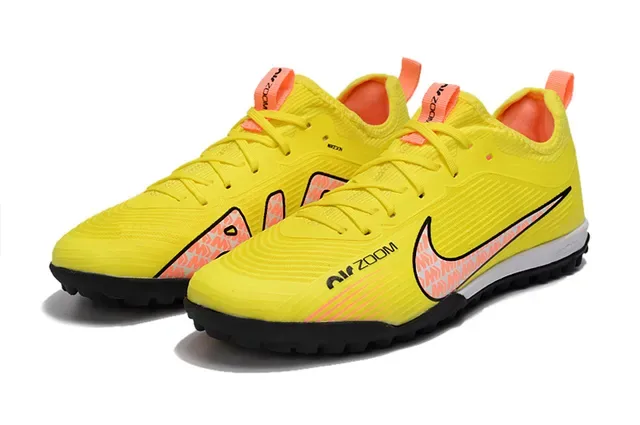 Nike Air Zoom Low-Cut Knit Upper Jaune Noir Chaussures de football Gazon artificiel 8