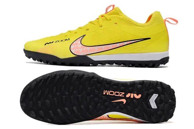 Nike Air Zoom Low-Cut Knit Upper Jaune Noir Chaussures de football Gazon artificiel 9