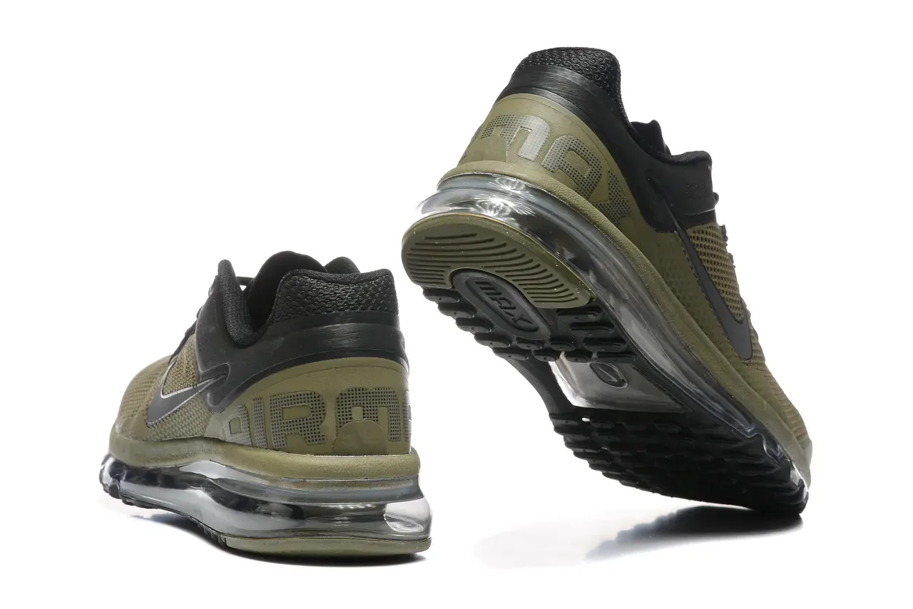 Nike Army Green Black পূর্ণদৈর্ঘ্য দৃশ্যমান এয়ার কুশনিং পারফোরেটেড মেশ আপার দৌড়ের জুতা 3