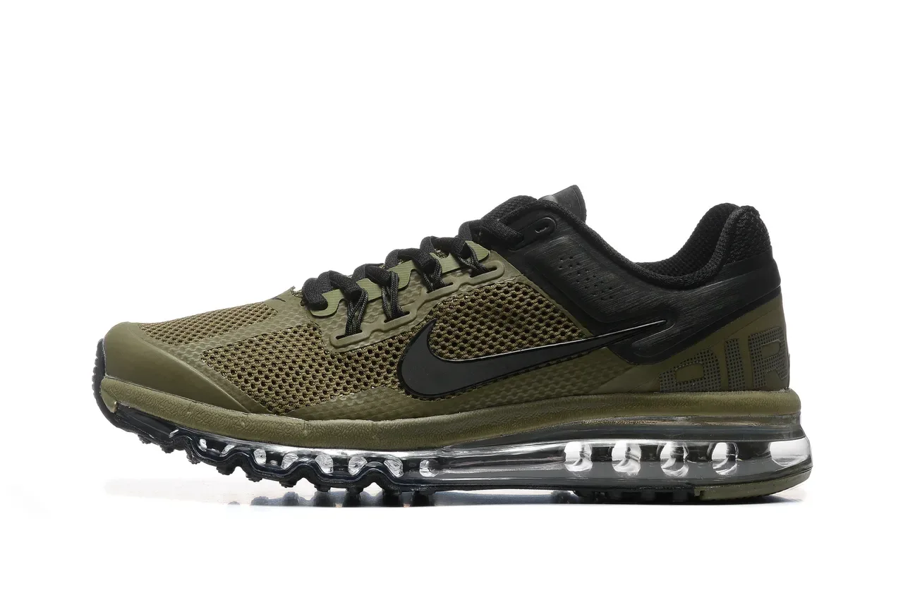 Nike Army Green Black পূর্ণদৈর্ঘ্য দৃশ্যমান এয়ার কুশনিং পারফোরেটেড মেশ আপার দৌড়ের জুতা 5