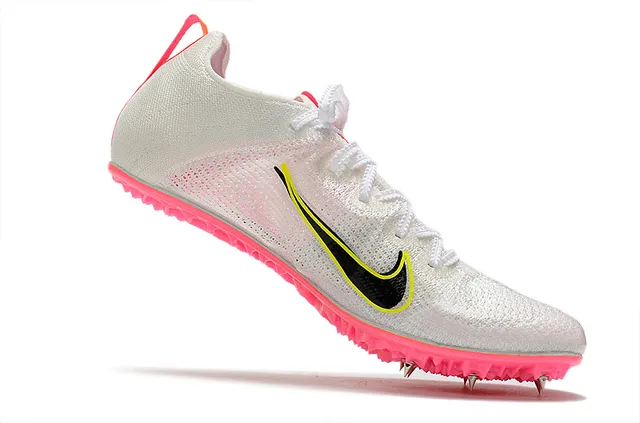 Nike Atomknit Track Spike White Pink Running Shoes 8