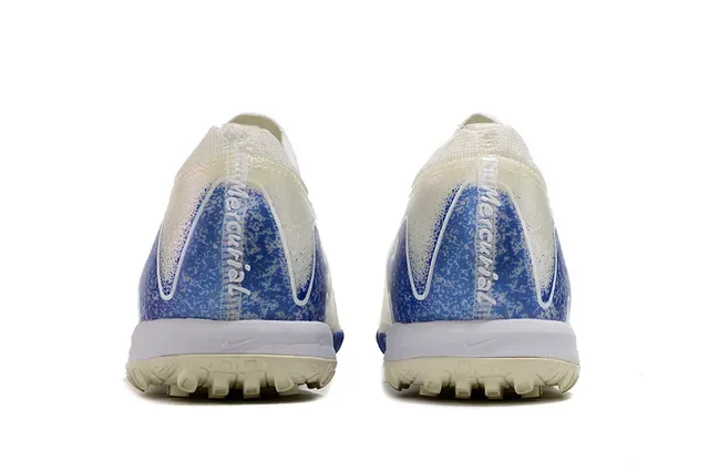 Nike Beige Blue Knit Upper Outsole Turf Soccer Shoes 4